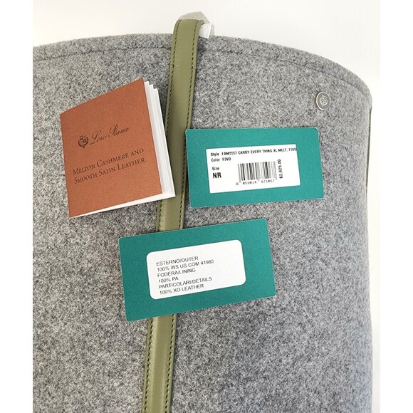 Loro Piana Women's XL Carry Everything Tote Melton Cashmere Leather Shopper Bag - Picture 6 of 7